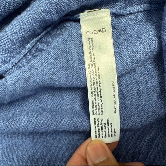 Eileen Fisher Blue Relaxed Fit Organic Linen Cotton Blend Lagenlook Tunic Top 1X - Picture 8 of 12